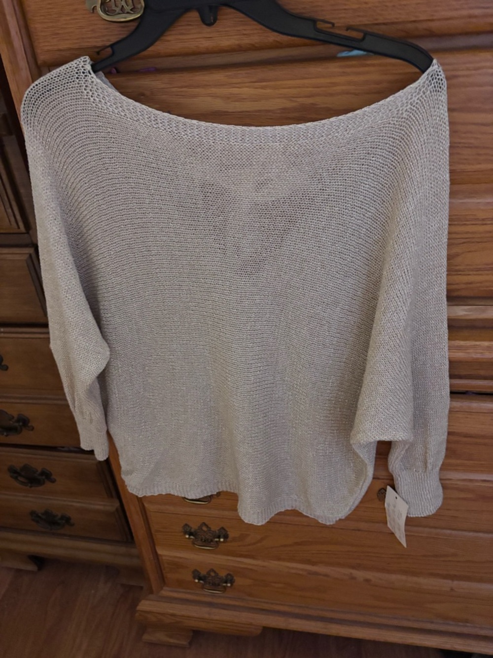 Brand New Gold and silk tie back in back Knit Boatneck Sweater - Women